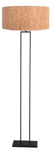 Steinhauer Podna lampa Stang, crno/smeđa, visina 160 cm, pluto, prigušiva, Crno, Dnevni boravak/blagovaonica, Metal