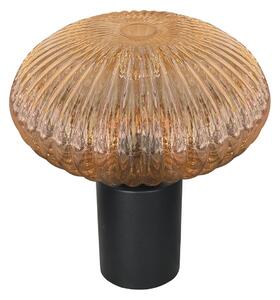 Mexlite Bloeba stolna lampa, Ø 30 cm, crna/jantarna, staklo, Naranča, Dnevni boravak/blagovaonica, Staklo