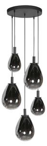 Mexlite Glimsy LED viseća svjetiljka, Ø 40 cm, crno/dimno sivo staklo, 5 žarulja., prigušiva, Sivo, Dnevni boravak/blagovaonica, Staklo