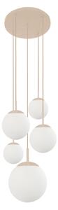 Steinhauer Bollique viseća lampa, krem/opalsto bijela, staklo, 5 svjetiljki, prigušiva, Bež, Dnevni boravak/blagovaonica, Staklo
