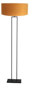 Steinhauer Podna lampa Stang, crni/zlatni velur, visina 160 cm, E27, Crno, Dnevni boravak/blagovaonica, Metal