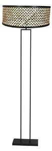 Steinhauer Podna lampa Stang, crna/crna pletena sjenila/drvo, Crno, Dnevni boravak/blagovaonica, Metal