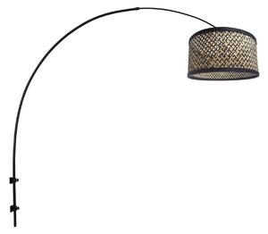 Steinhauer Zidna svjetiljka Sparkled Light, crna/crna i tkani drveni uzorak, Crno, Dnevni boravak/blagovaonica, Metal