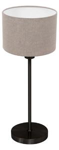 Mexlite Stolna lampa Noor, crni/blatno-sivi lan, visina 50 cm, E27, Crno, Dnevni boravak/blagovaonica, Metal