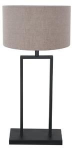 Steinhauer Stang 3860ZW stolna lampa, crni/blatno-sivi lan, V. 55 cm, Crno, Dnevni boravak/blagovaonica, Tkanina / tekstil