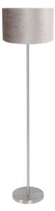 Mexlite Podna lampa Noor, čelik/srebrni velur, visina 144 cm, E27, Metalik, Dnevni boravak/blagovaonica, Metal