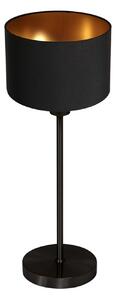 Mexlite Stolna lampa Noor, crna/crna i zlatni čintz, visina 47 cm, E27, Crno, Dnevni boravak/blagovaonica, Metal