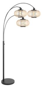 Steinhauer Nox Light, podna lampa s tri svjetla, crna, bambusove cijevi, E27, Crno, Dnevni boravak/blagovaonica, Metal