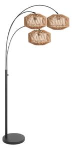 Steinhauer Nox Light podna lampa s 3 žarulje, crna, smeđi kabel, E27, Crno, Dnevni boravak/blagovaonica, Metal