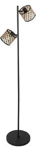 Mexlite Podna lampa Sumba, 2 svjetla, crna, prirodna/crna bambus, E14, Crno, Dnevni boravak/blagovaonica, Metal