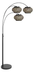 Steinhauer Nox Light podna lampa s 3 žarulje, crna, pleteni bambus, E27, Crno, Dnevni boravak/blagovaonica, Metal