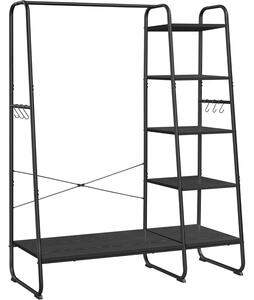 Stalak za odjeću s policama, nosivosti do 220kg, 45 × 120 × 160 cm, crni