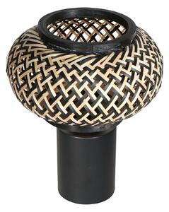 Steinhauer Bloeba stolna lampa, crna, pleteni bambus, Ø 22,5 cm, Crno, Dnevni boravak/blagovaonica, Metal