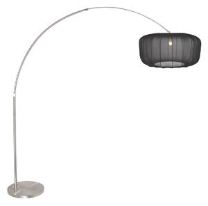 Steinhauer Zakrivljena podna lampa Sparkled Light, čelik/crni najlon, 240 cm, Metalik, Dnevni boravak/blagovaonica, Metal
