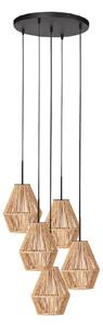Anne Light Ropex 4526 viseća svjetiljka, za 5 sijalica, okrugla, crni i smeđi kabel, prigušiva, Smeđa / hrđa, Dnevni boravak/blagovaonica, Metal