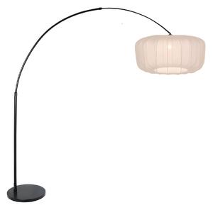 Steinhauer Zakrivljena podna lampa Sparkled Light, crna i krem najlon, 240 cm, Crno, Dnevni boravak/blagovaonica, Metal