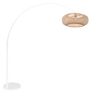Steinhauer Zakrivljena podna lampa Sparkled Light, bijela/prirodno pletena od bambusa, Bijela, Dnevni boravak/blagovaonica, Metal