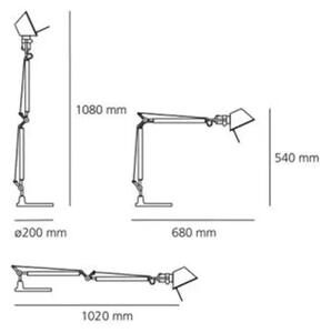 TOLOMEO MINI STOLNA LAMPA E-27/100W CRNA KOMPLET SA POSTOLJEM A005940+A008610 AR005940+AR008610