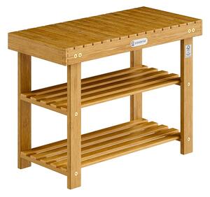 Casaria Stalak za cipele od akacije s klupom 70 x 33 x 46 cm