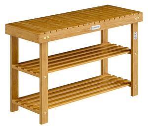 Casaria Stalak za cipele od akacije s klupom 90 x 33 x 46 cm