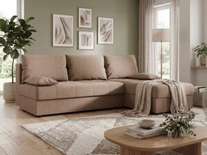 Razvlačna kutna garnitura L VENORIA SLIM 200x143 cm, bež + 2 jastuka GRATIS, univerzalna