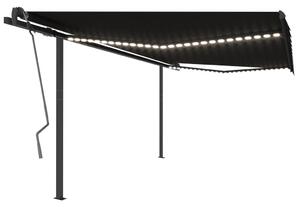 VidaXL Automatska tenda sa senzorom za vjetar LED 4 x 3 m antracit