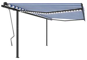 VidaXL Automatska tenda sa senzorom za vjetar LED 4x3,5 m plavo-bijela