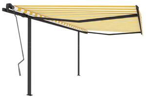 VidaXL Automatska tenda na uvlačenje sa stupovima 4,5x3 m žuto-bijela