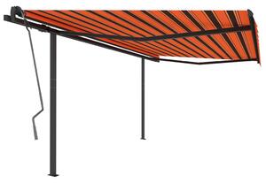 VidaXL Tenda na ručno uvlačenje sa stupovima 4,5x3 m narančasto-smeđa