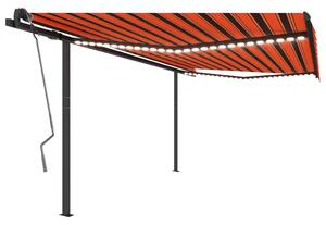 VidaXL Tenda na ručno uvlačenje LED 4,5x3 m narančasto-smeđa