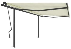VidaXL Automatska tenda na uvlačenje sa stupovima 4 x 3,5 m krem