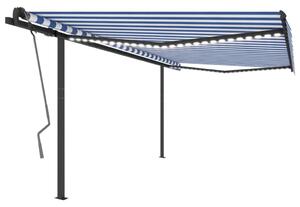 VidaXL Tenda na ručno uvlačenje s LED svjetlima 4 x 3,5 m plavo-bijela