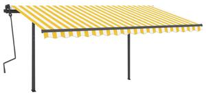 VidaXL Automatska tenda sa senzorom za vjetar LED 4x3,5 m žuto-bijela