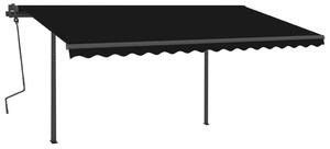 VidaXL Automatska tenda na uvlačenje sa stupovima 4,5 x 3,5 m antracit