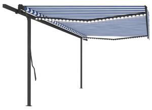 VidaXL Tenda na ručno uvlačenje s LED svjetlima 5 x 3,5 m plavo-bijela