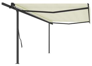 VidaXL Automatska tenda na uvlačenje sa stupovima 5 x 3,5 m krem