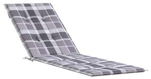 VidaXL Jastuk za ležaljku sivi karirani (75 + 105) x 50 x 3 cm