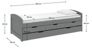 Zondo Krevet s pomoćnim ležajem Manuela (siva) . 1064009