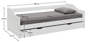Zondo Krevet sa pomoćnim ležajem Lusid (bijela) . 1064006