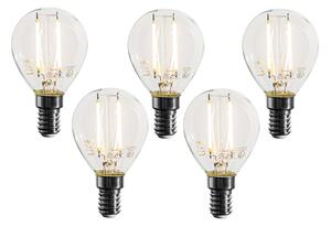 Set od 5 E14 prigušivih LED žarulja P45 prozirne 3W 250 lm 2700K