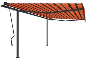 VidaXL Tenda na ručno uvlačenje sa stupovima 4,5x3,5m narančasto-smeđa