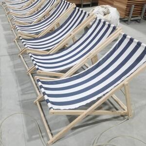 Ležaljka za plažu i vrt, drvena, 3 boje - mornarsko plava i bijela