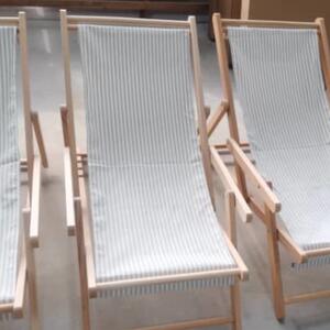 Ležaljka za plažu i vrt, drvo bukve, 3 boje - sivo/bijela