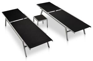 VidaXL Ležaljke za sunčanje sa stolićem 2 kom čelik i tekstilen crne