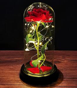 Vječna crvena ruža u staklu EIRA sa LED rasvjetom