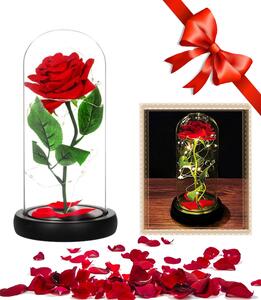 Vječna crvena ruža u staklu EIRA sa LED rasvjetom