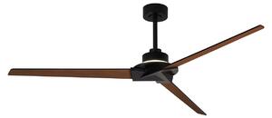 Brisa LED stropni ventilator, crna/drvo, DC, tih – Mantra Mantra Iluminación, Brisa, prigušiv, Crno, Dnevna soba, Drvo, Moderan