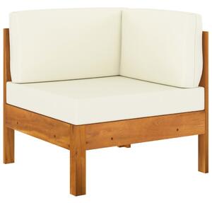 VidaXL Kutna sofa s krem bijelim jastucima masivno bagremovo drvo