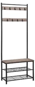 Metalna predsobljska stena INDUSTRY 175 cm, crna/sivo-smeđa
