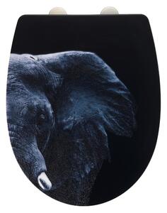 Crna WC daska od nehrđajućeg čelika Wenko Elephant